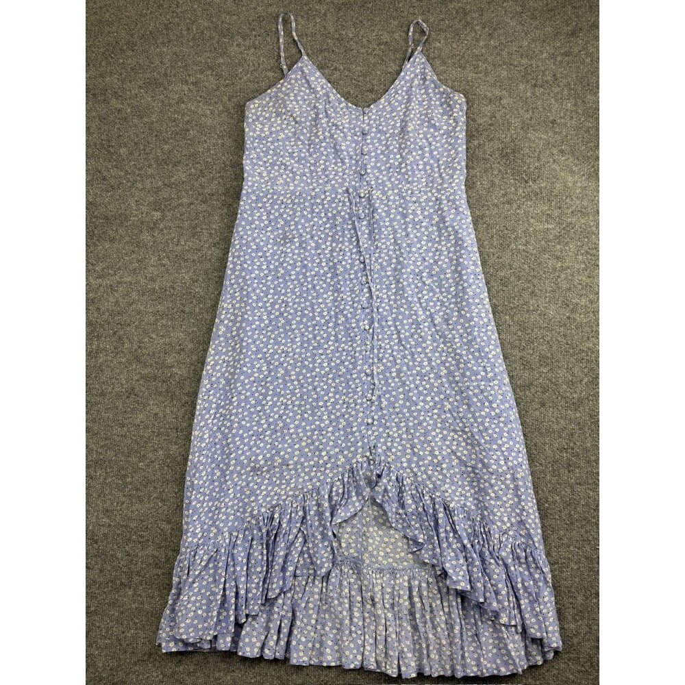 Rails Sleeveless Dress Women's Small Blue Floral Sundress High Low Ruffle Button